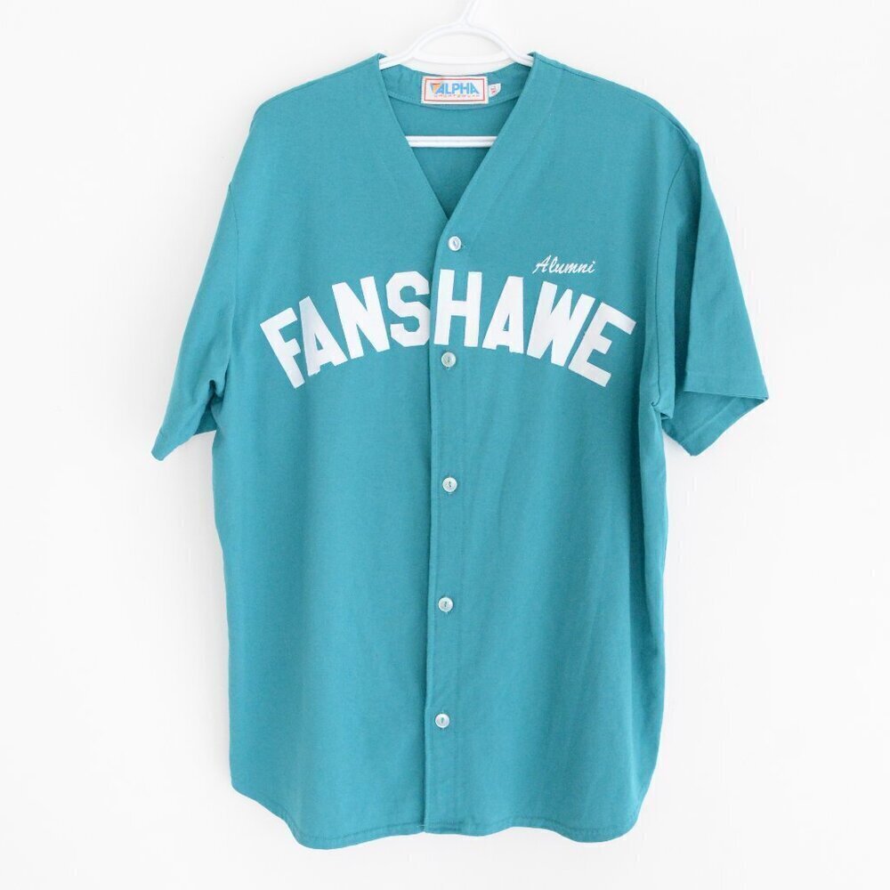 Vintage '90S Alpha Sportswear Teal Embroidered Fanshawe College Alumni Jersey XL